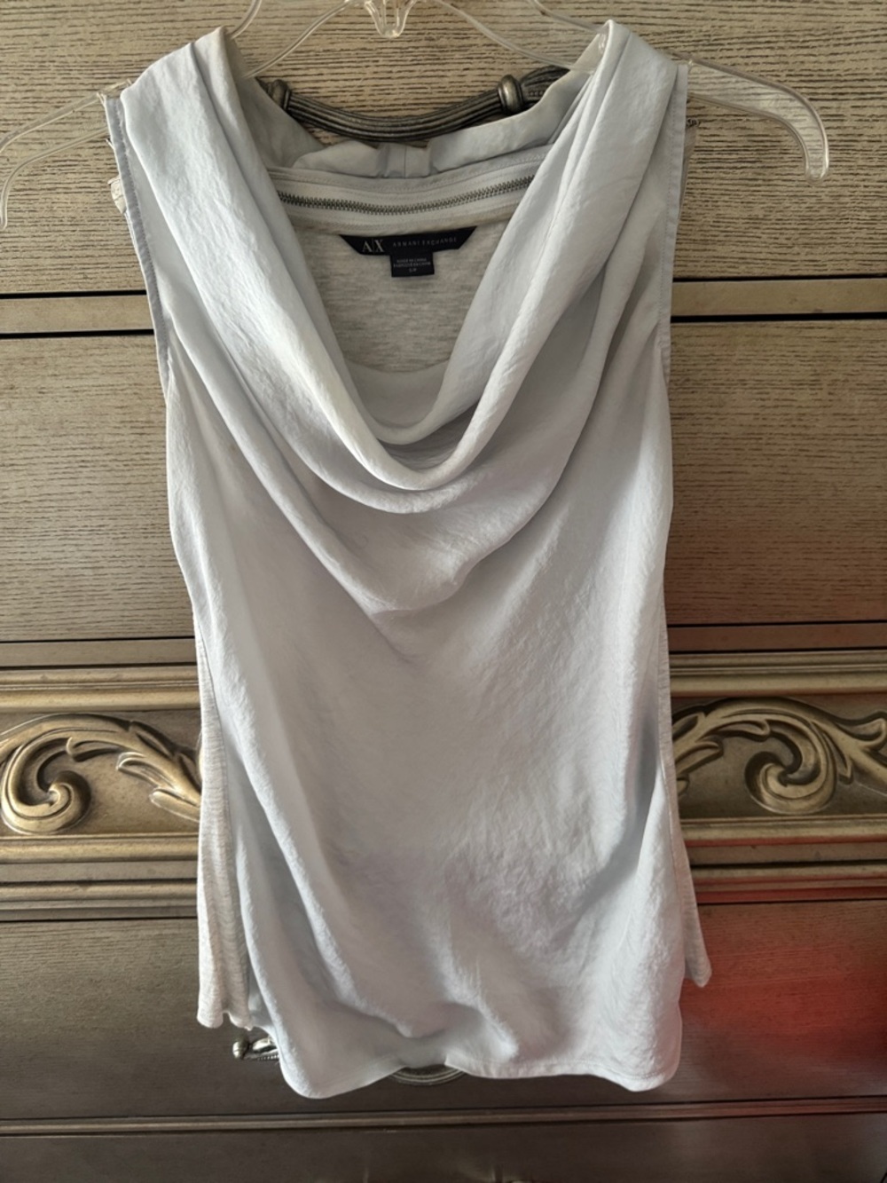 Armani Exchange Pale Gray Drape Neck Tank